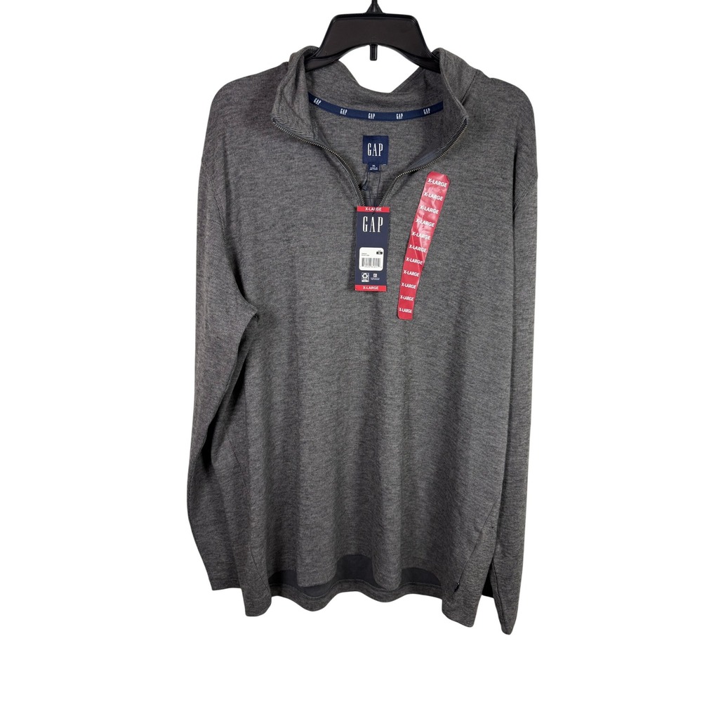Gap Mens Quarter Zip Pullover Sweater‎ Magnet Grey XL popover preppy classicNew
